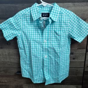 New toddler plaid short sleeve button down